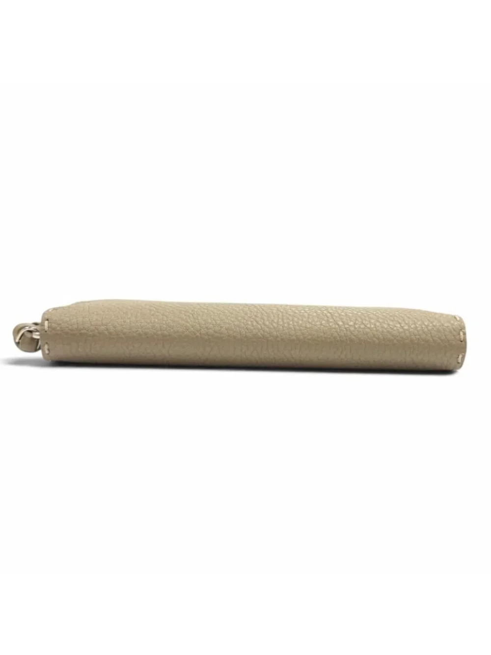 Fendi Dove Gray Logo Selleria Peekaboo Zip Around Leather Wallet